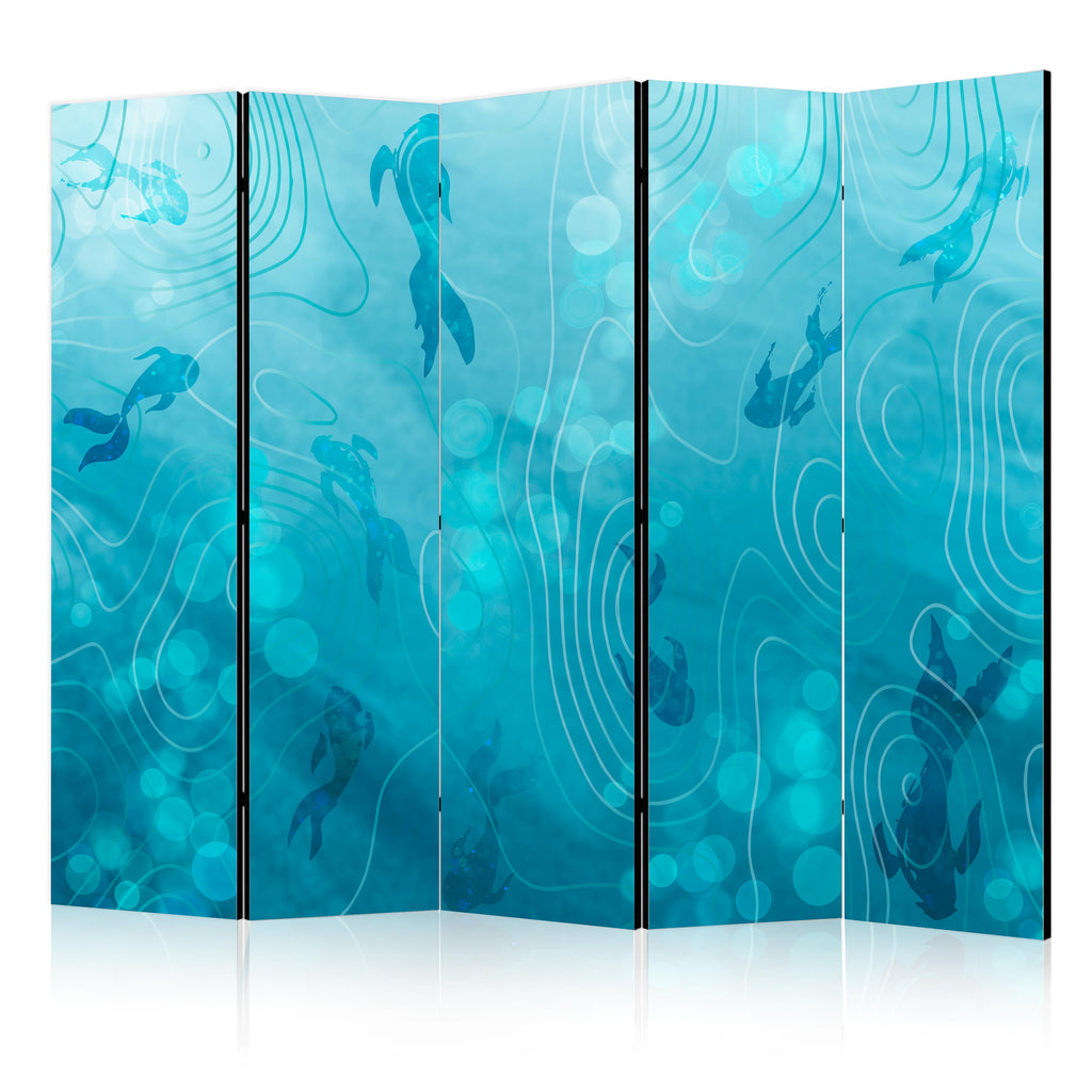 Room Divider 5-panel Koi Fish Navy and Blue