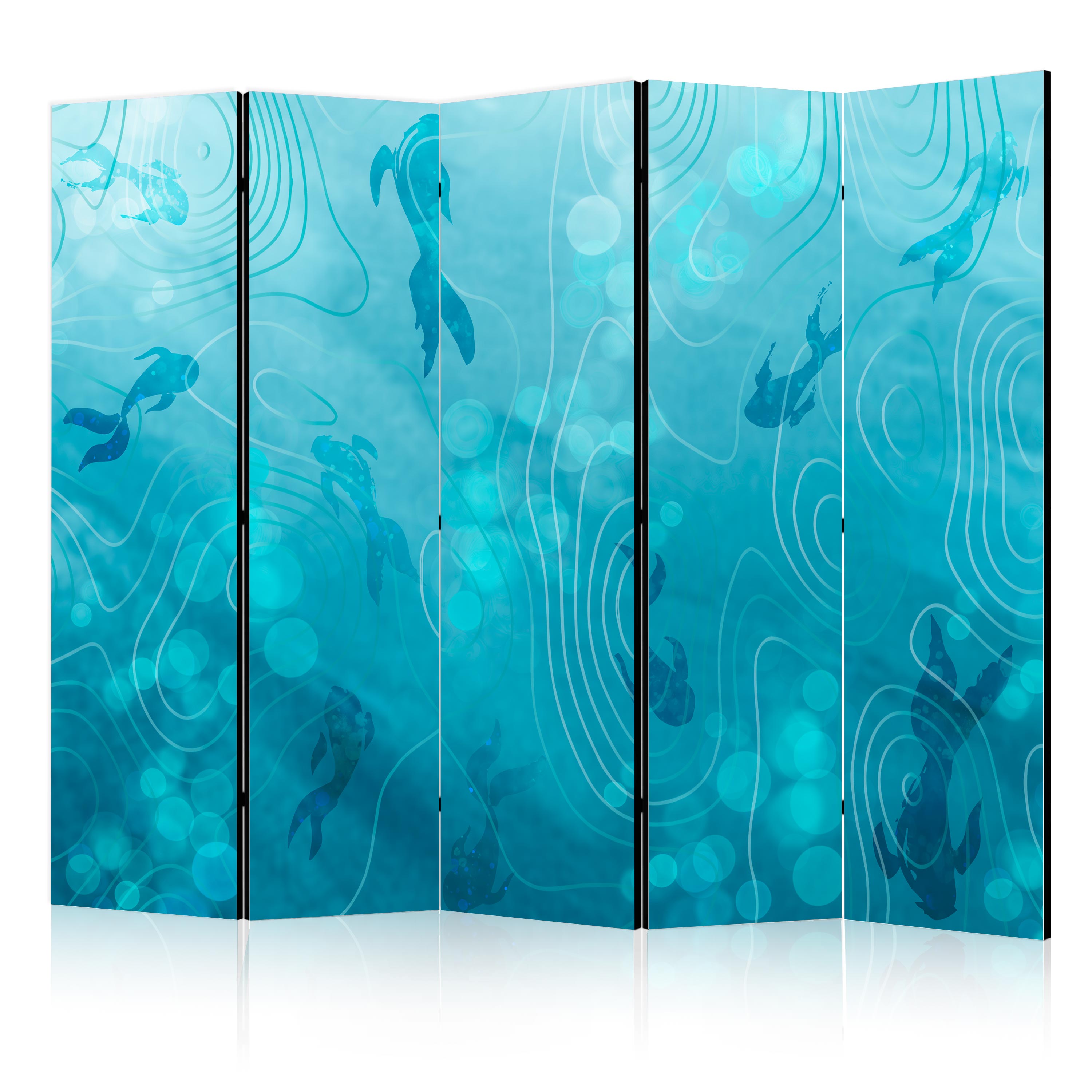 Room Divider 5-panel Koi Fish Navy and Blue