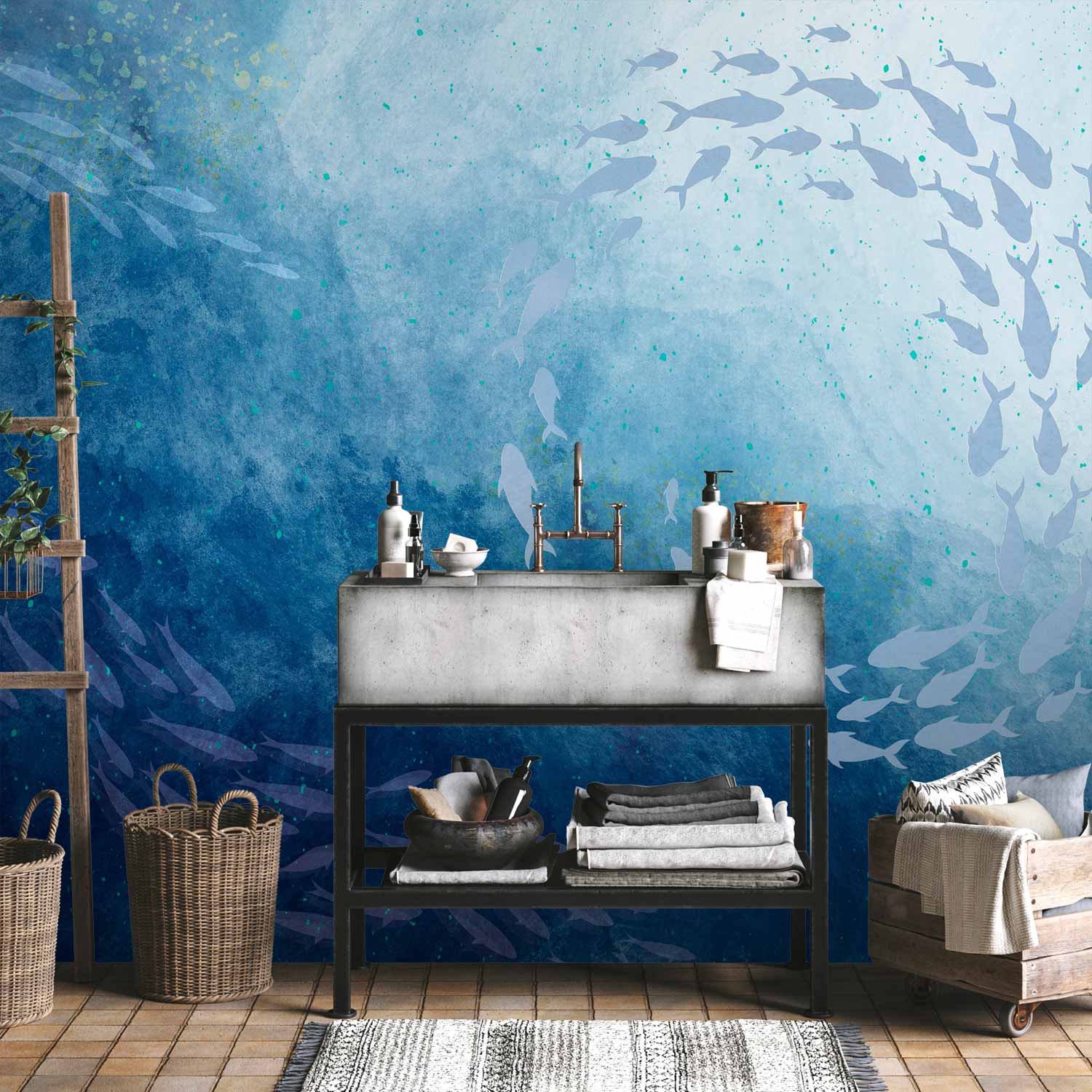 Deep Sea Fish Japanese Wall Mural
