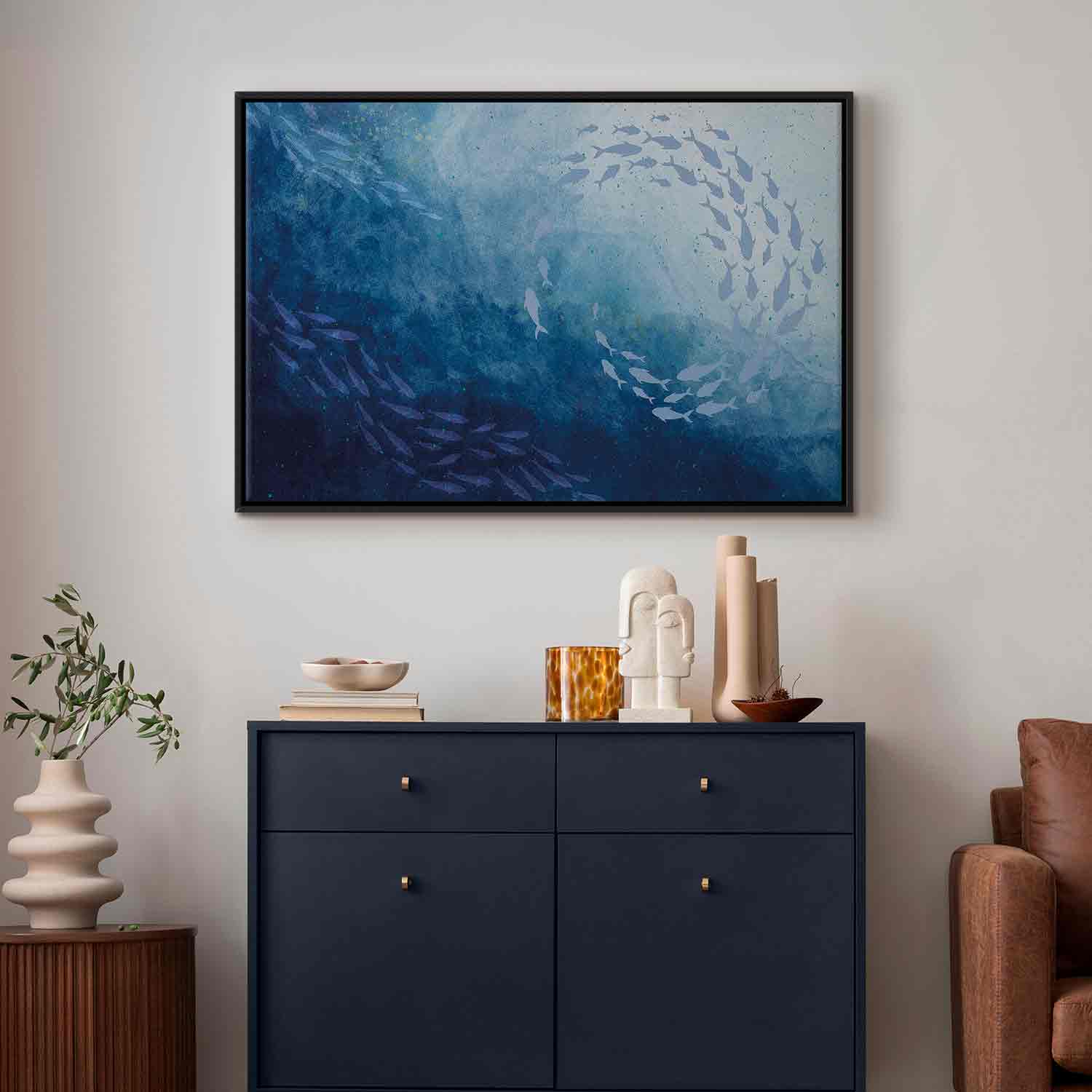 Japanese Sea Depths Fishes Canvas Print