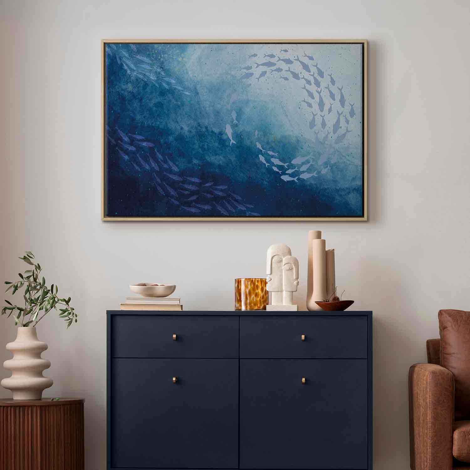 Japanese Sea Depths Fishes Canvas Print