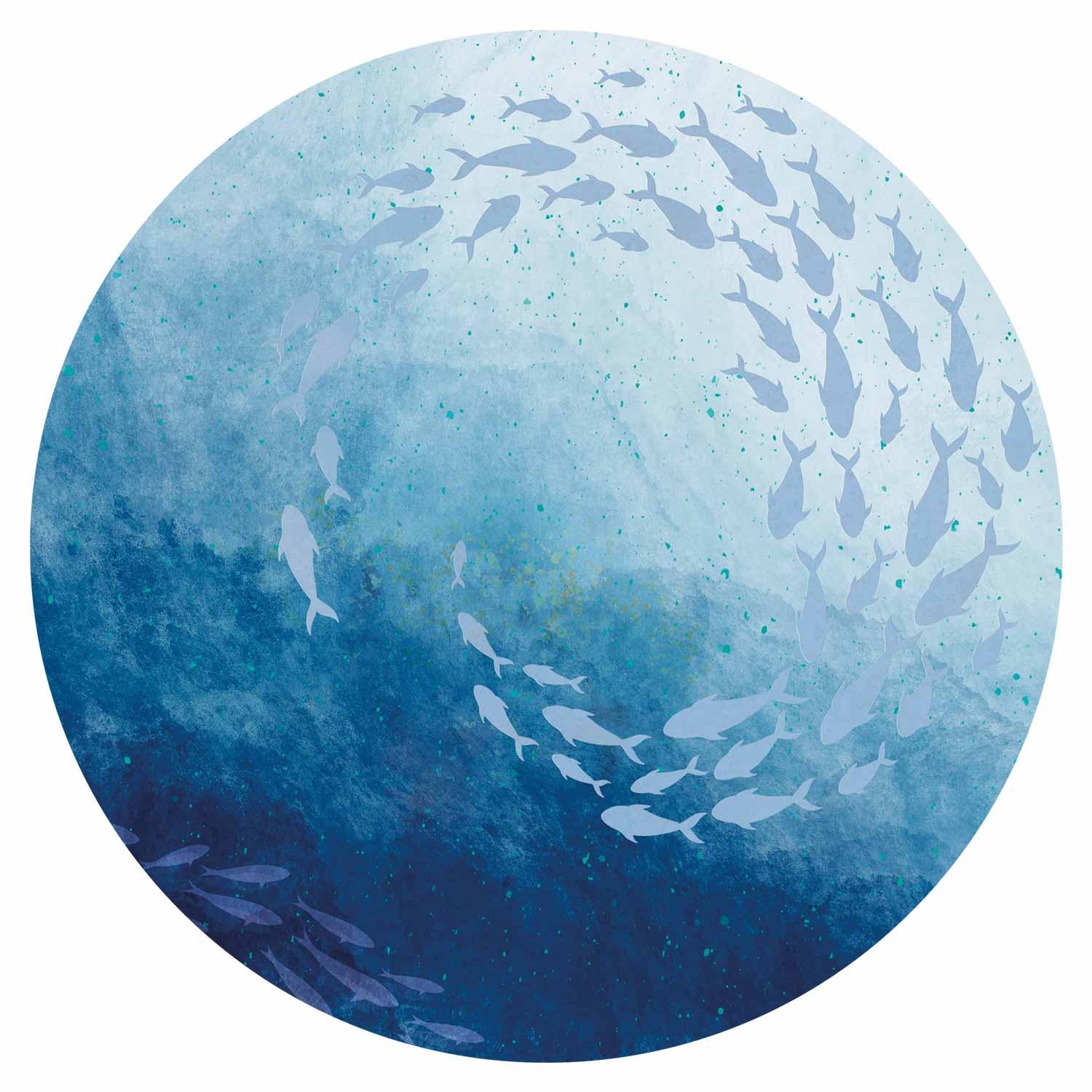 Sea Depths Fishes Round Wall Mural