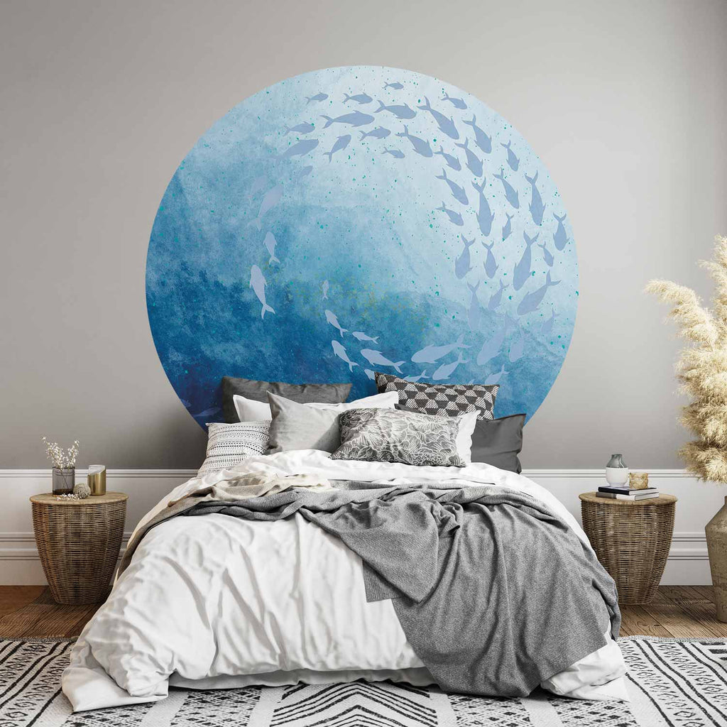 Sea Depths Fishes Round Wall Mural