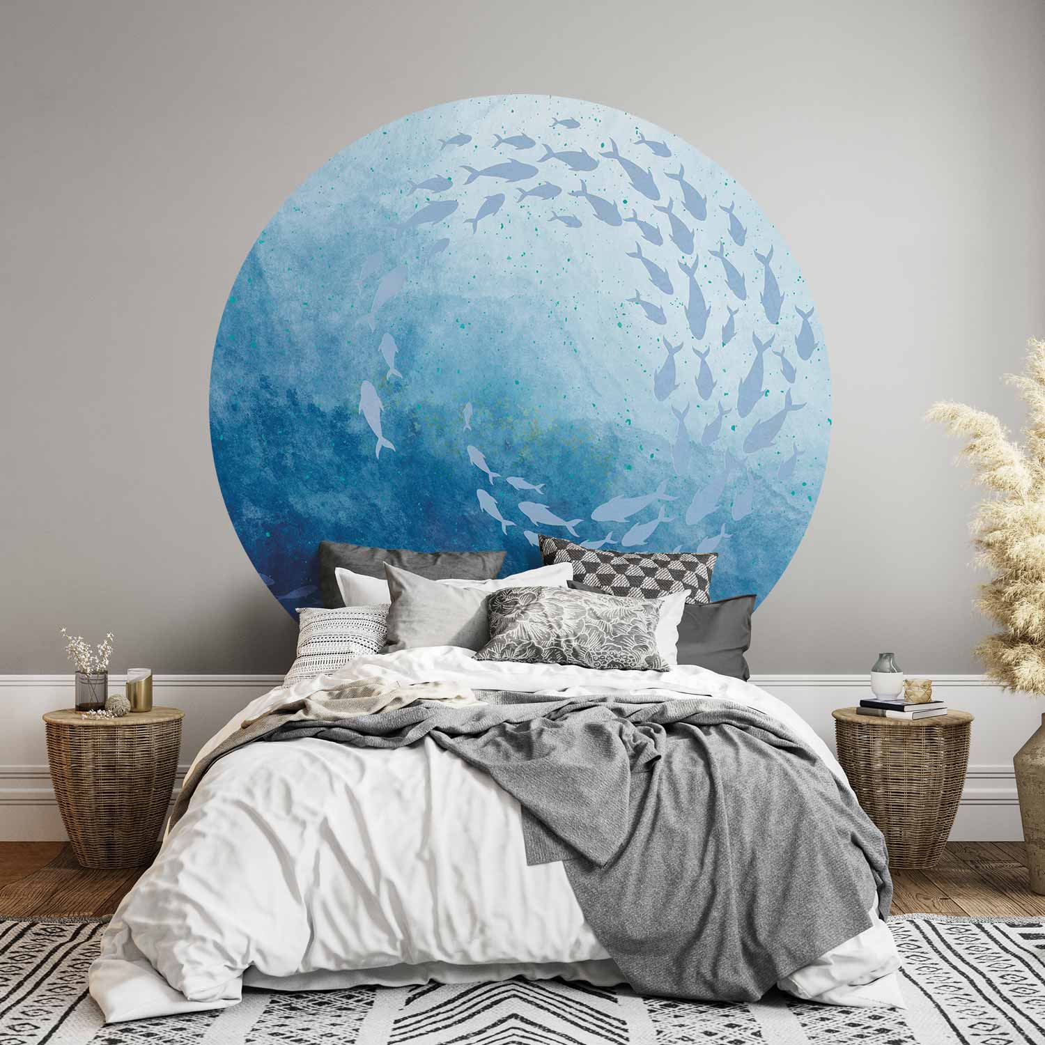 Sea Depths Fishes Round Wall Mural