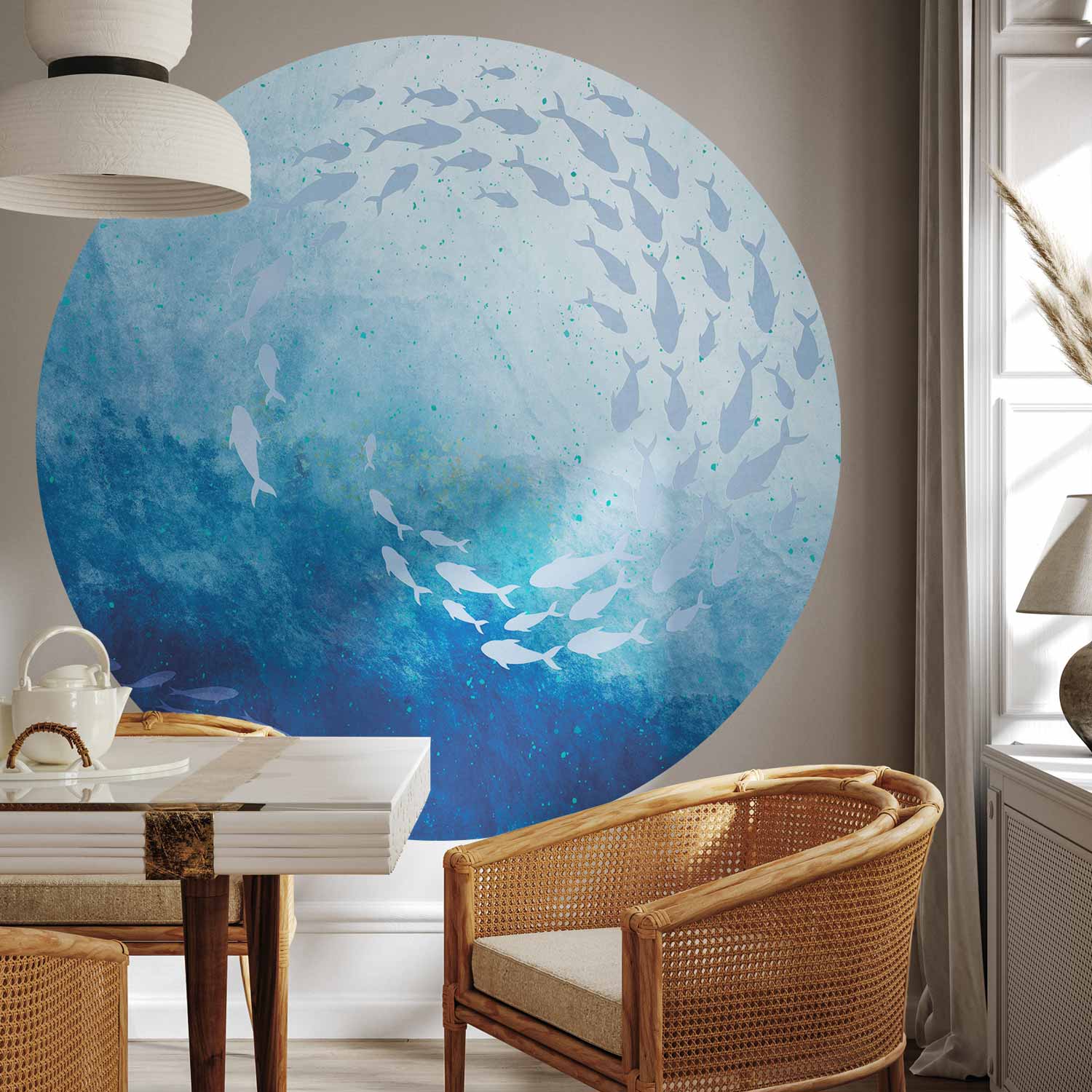 Sea Depths Fishes Round Wall Mural