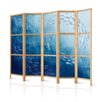 Japanese Room Divider - Blue Fish Motif - 5-Panel