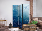 Room Divider with Fish Motif in Blue Hues
