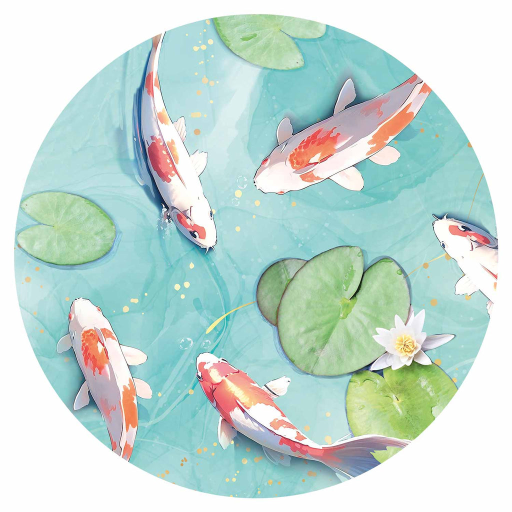 Japanese Koi Pond Round Wall Mural
