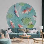 Japanese Koi Pond Round Wall Mural