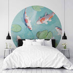 Japanese Koi Pond Round Wall Mural