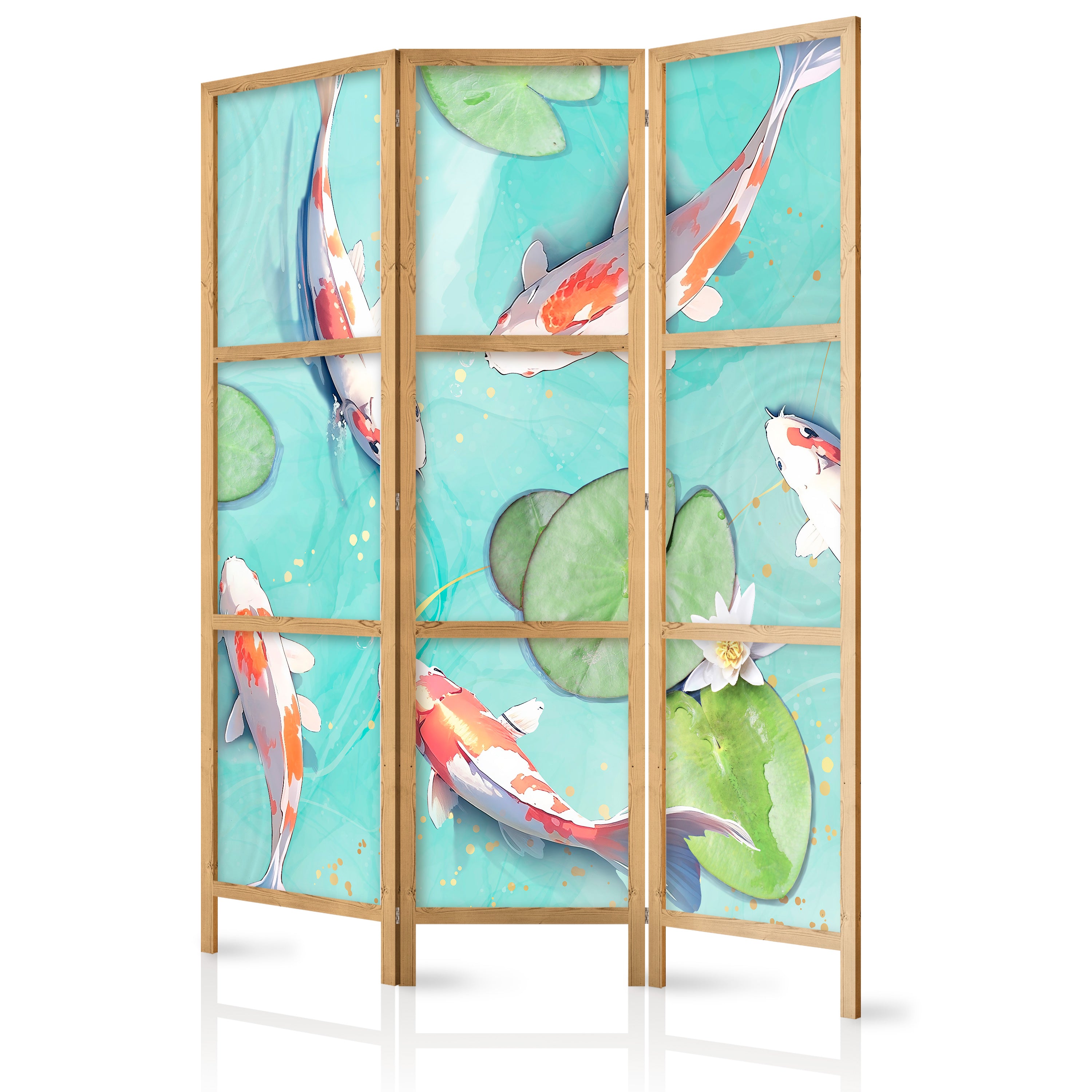 Japanese Room Divider with Koi Fish Design