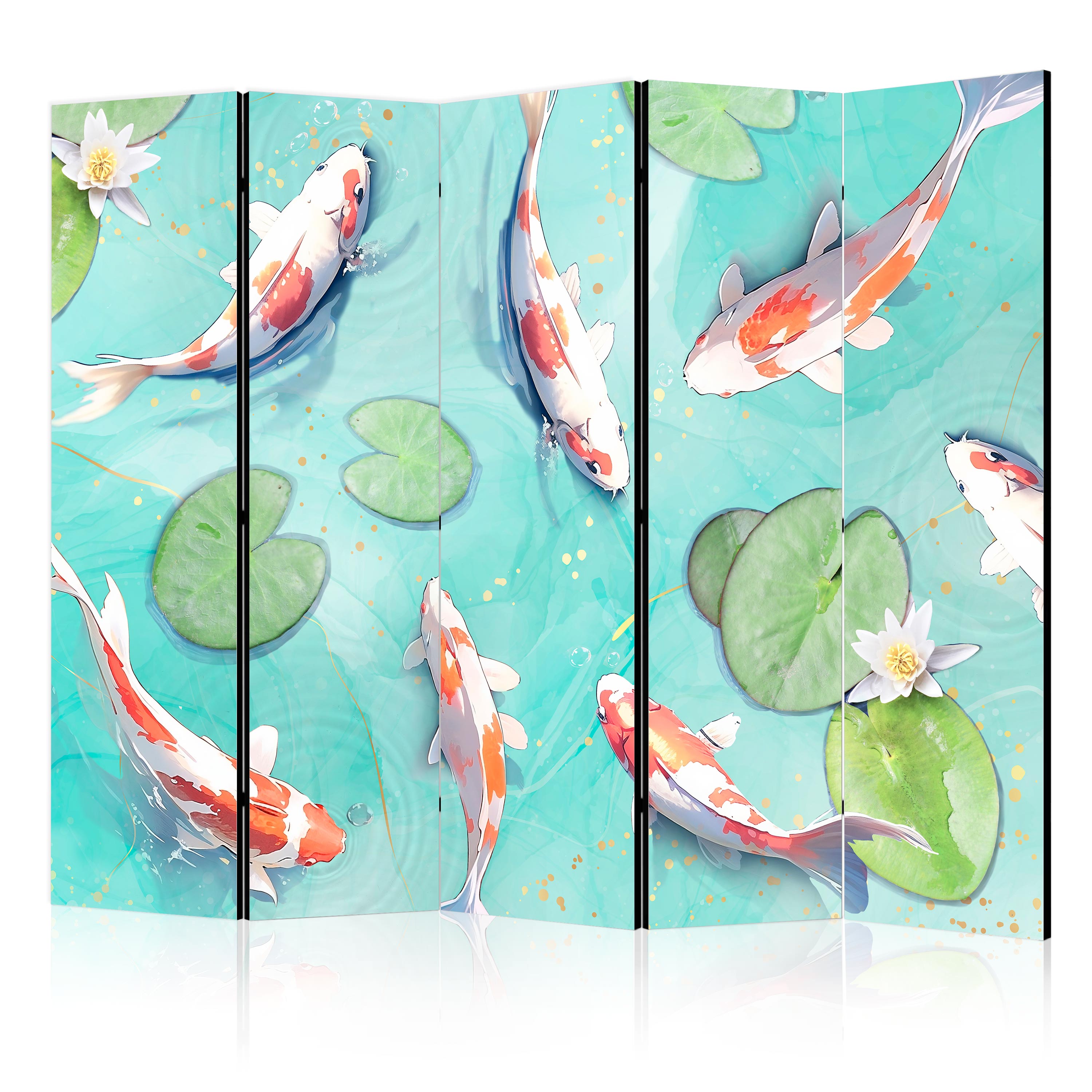 Room Divider 5-panel Animals Koi Fish