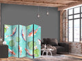 White-Orange Koi Fish Nature 5-Panel Room Divider