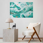 Fish and Waves Ocean Poster