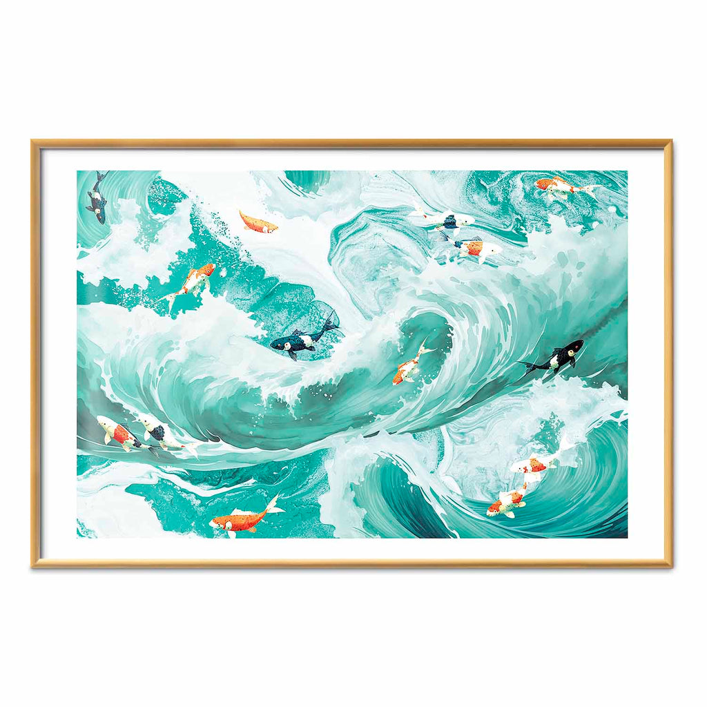 Fish and Waves Ocean Poster