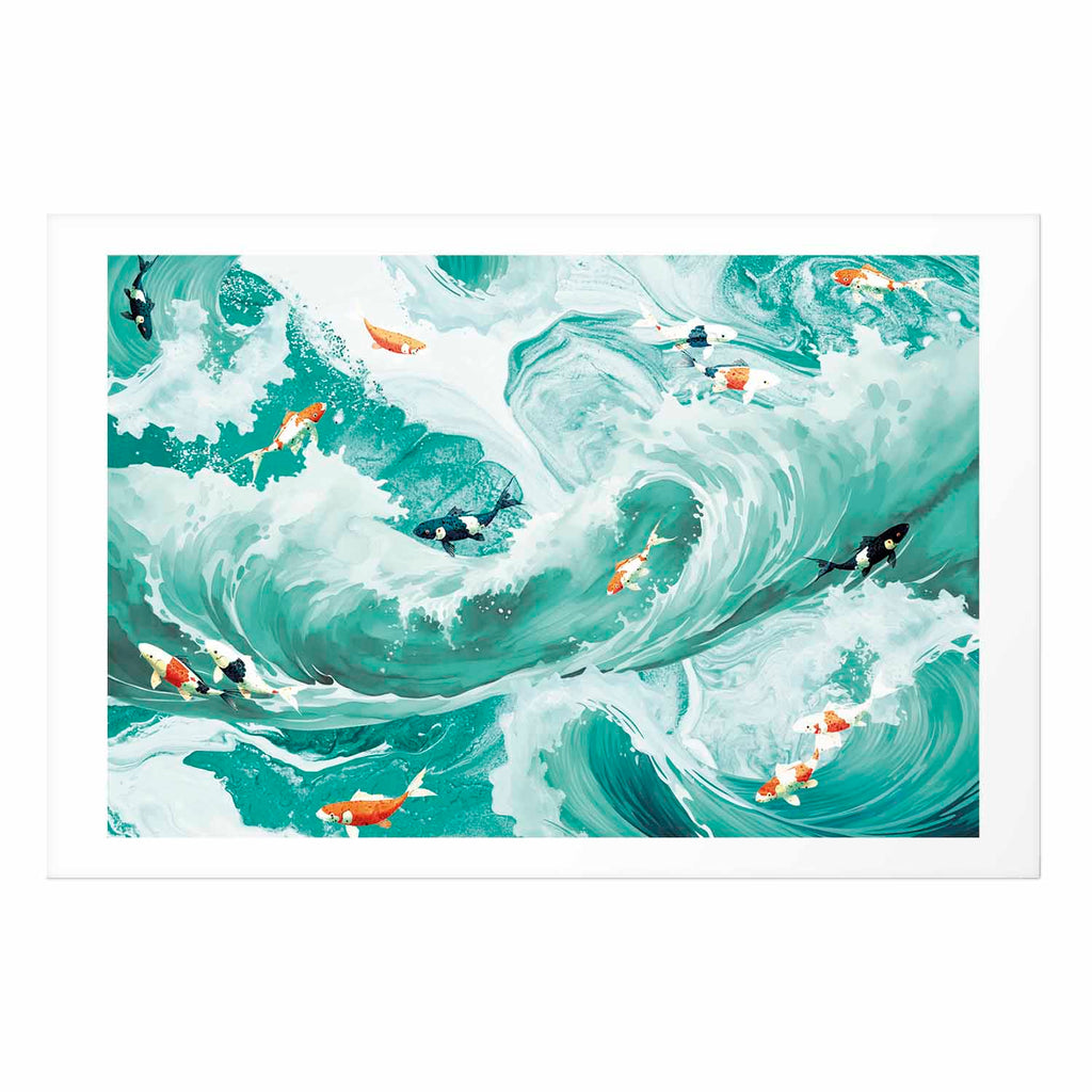 Fish and Waves Ocean Poster