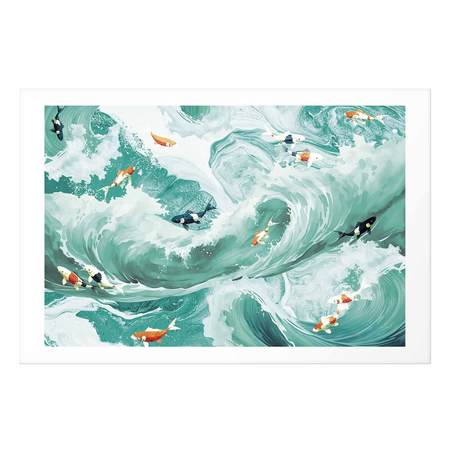 Fish and Waves Ocean Poster