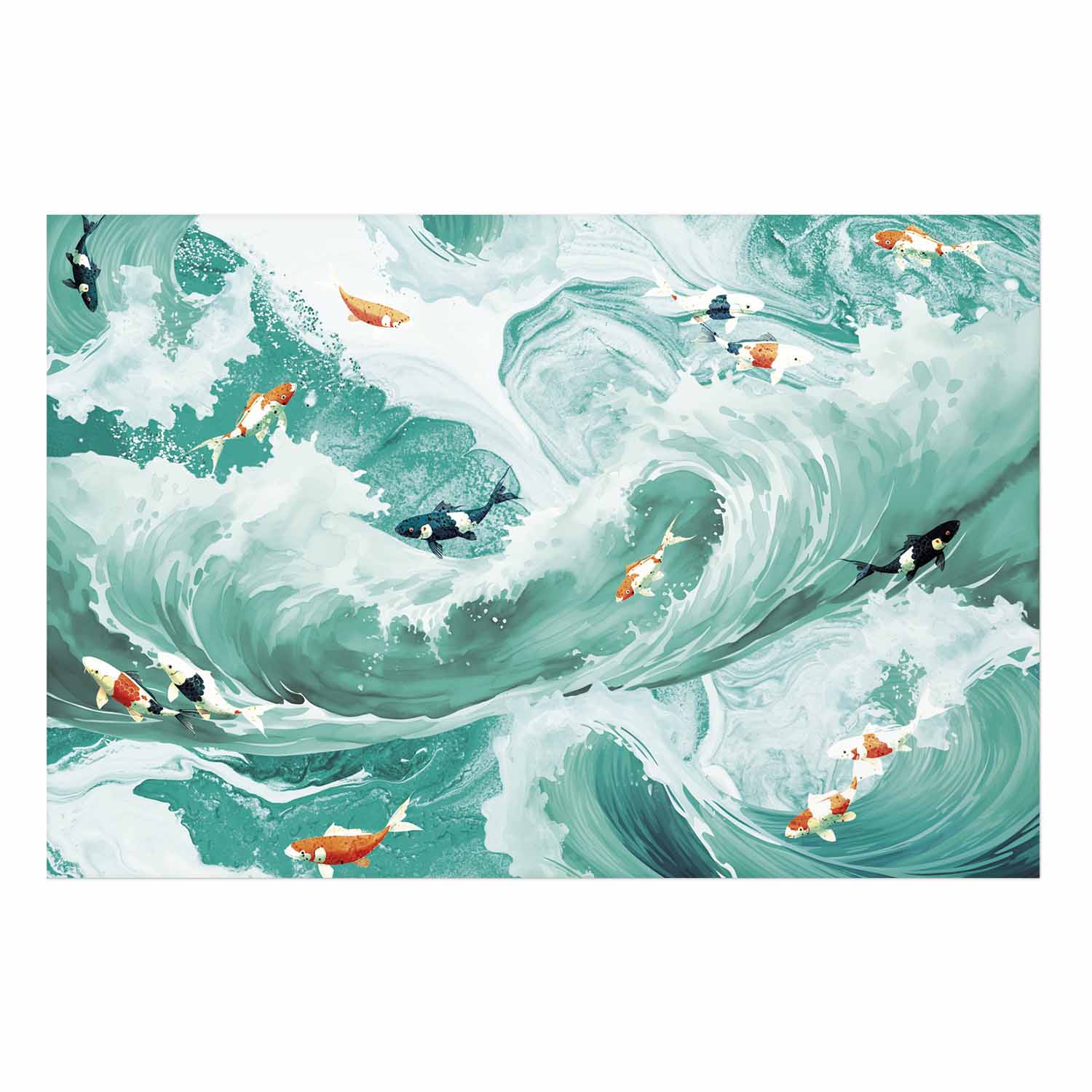 Fish and Waves Ocean Poster