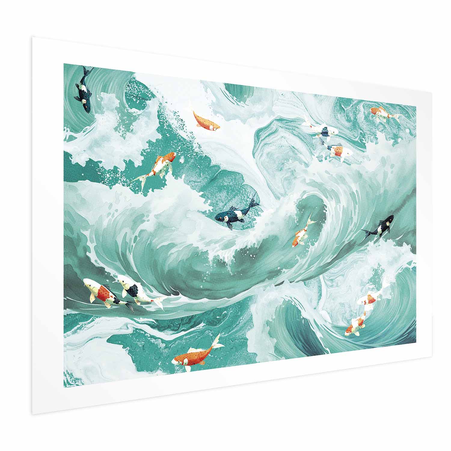Fish and Waves Ocean Poster