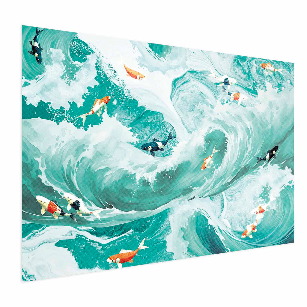 Fish and Waves Ocean Poster
