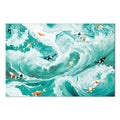 Japanese Fish and Waves Canvas Print