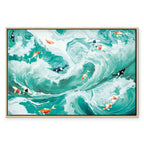 Japanese Fish and Waves Canvas Print