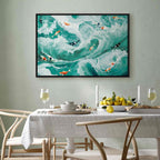 Japanese Fish and Waves Canvas Print