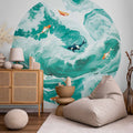 Japanese Fish and Waves Round Wall Mural