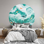 Japanese Fish and Waves Round Wall Mural