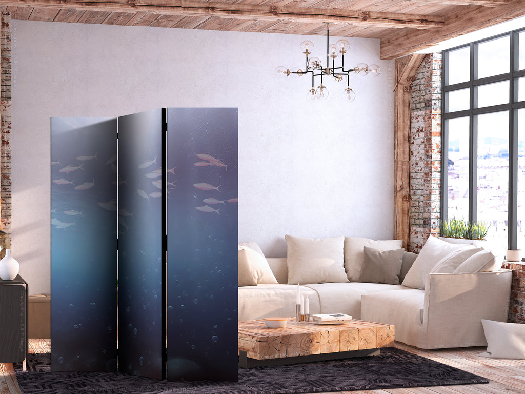 Room Divider 3-Panel Animals: School of Fish