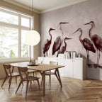 Ink Painted Herons Oriental Wall Mural