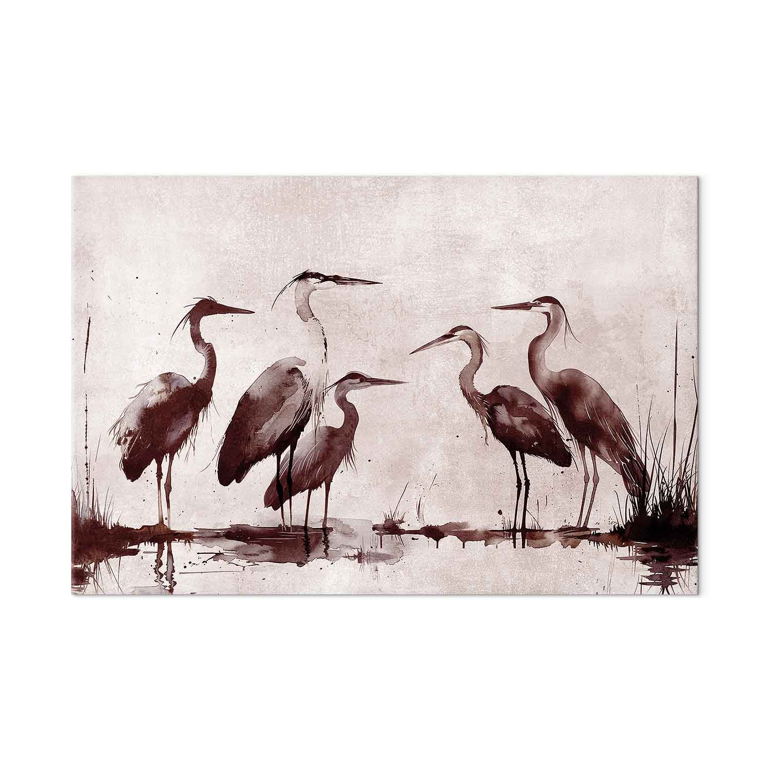 Ink Herons Oriental DIY Large Canvas Print