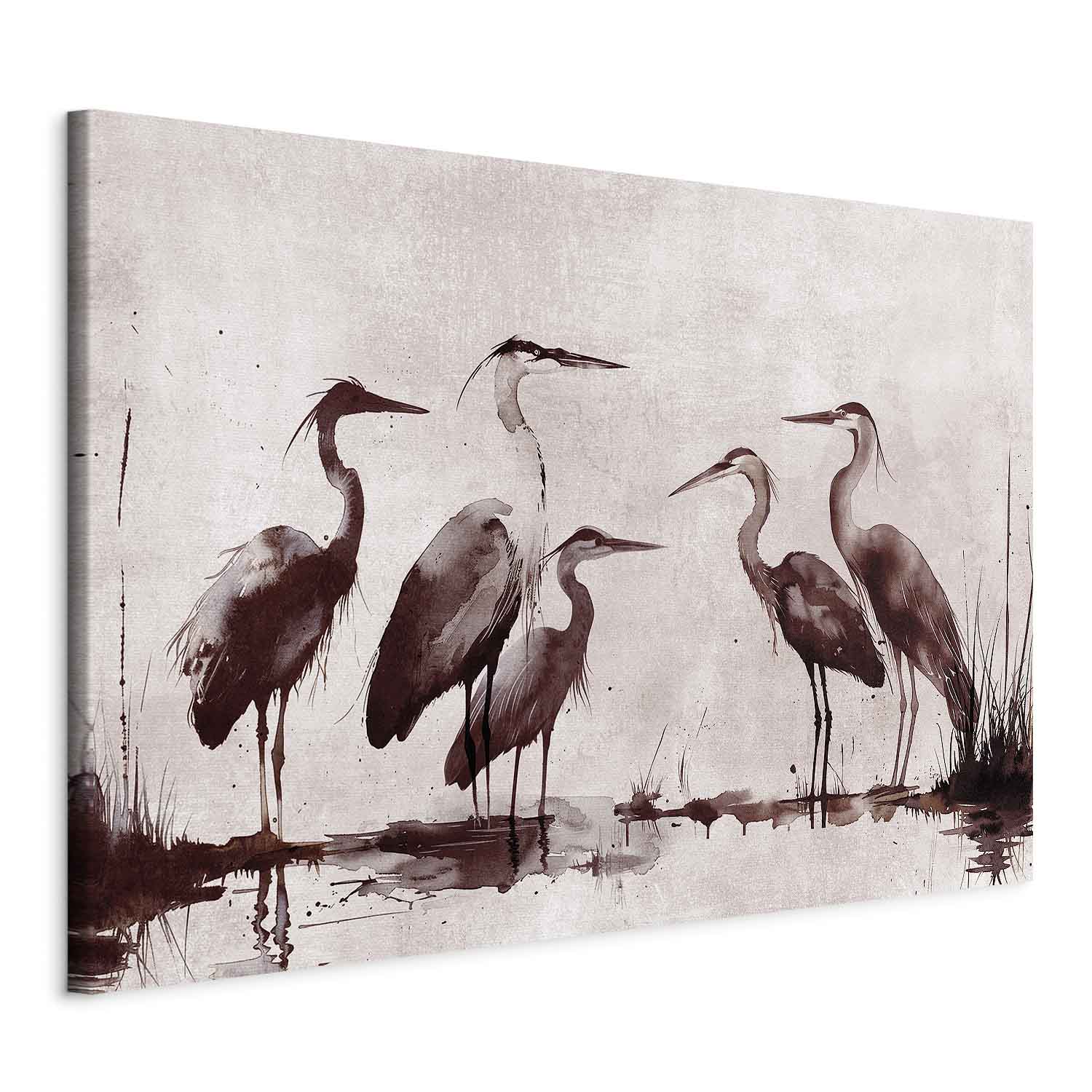 Ink Herons Oriental DIY Large Canvas Print