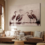Ink Herons Oriental DIY Large Canvas Print