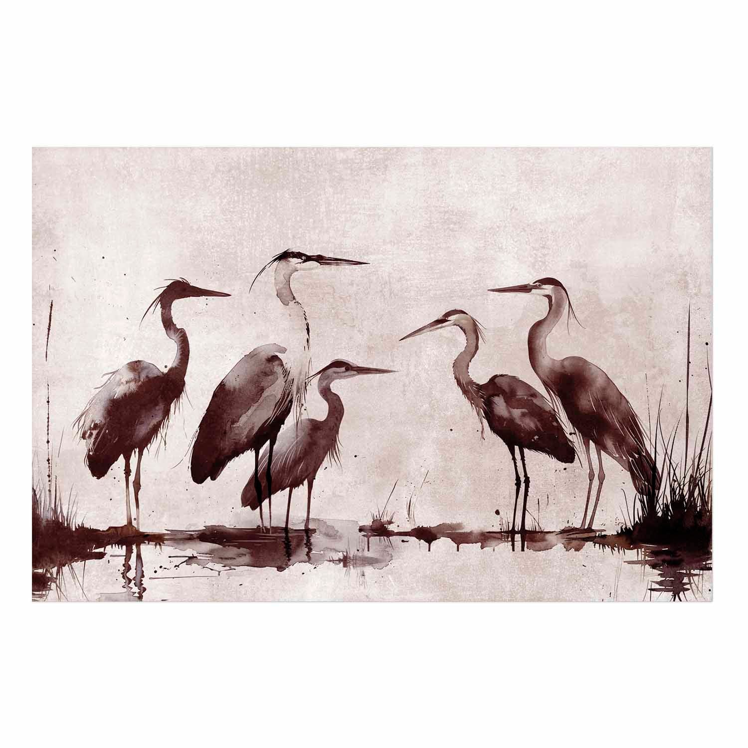 Ink Painted Herons Oriental Poster