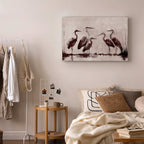 Ink Painted Herons Oriental Canvas Print