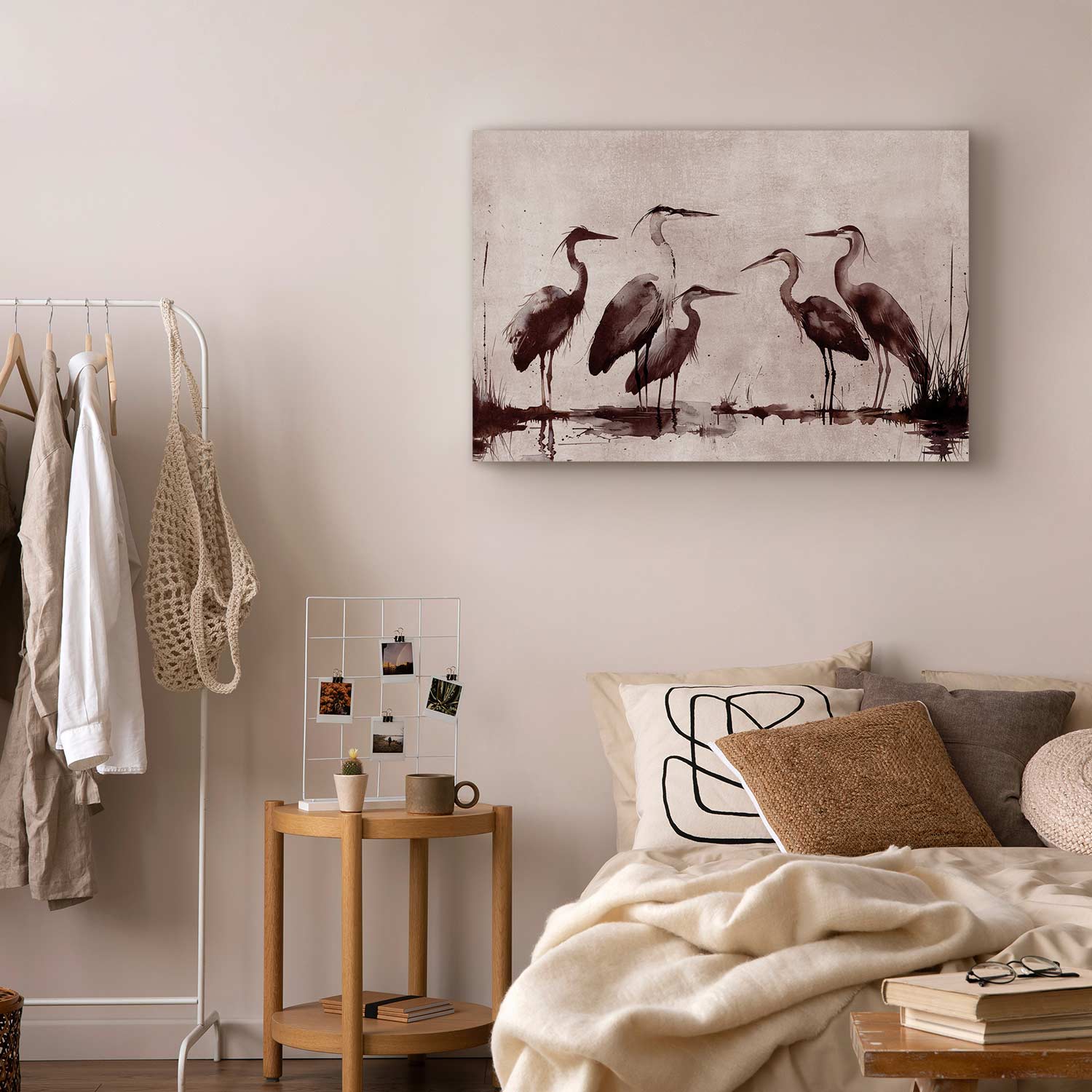 Ink Painted Herons Oriental Canvas Print