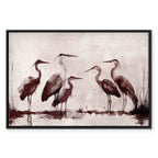 Ink Painted Herons Oriental Canvas Print