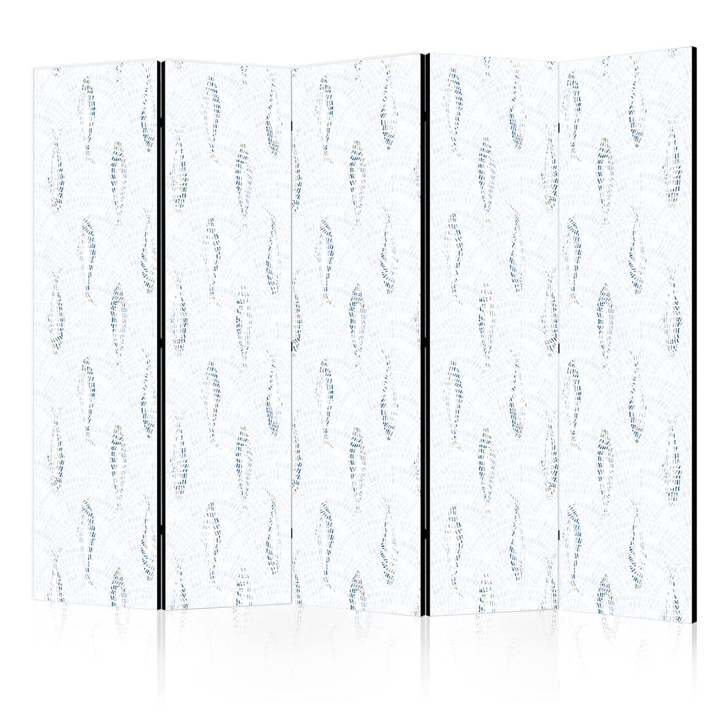 Room Divider - Blue Fish Mosaic Pattern (5-panel) - Room Dividers