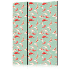 Room Divider with Koi Fish Pattern in Orange-Cream on Green-Mint Background