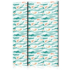 Room Divider - Fish Leaping Above the Waves, 3-panel Animals - Sea Green