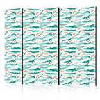 Room Divider - Fish Jumping Above The Waves, Oriental Fish & Water Lilies