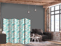 Sea Green Koi Waves 5-Panel Japanese Room Divider