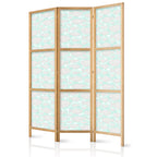 Japanese Room Divider - 3-Panel Minimalist Fish in Mint Green