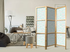 Japanese Room Divider - 3-Panel Minimalist Fish in Mint Green