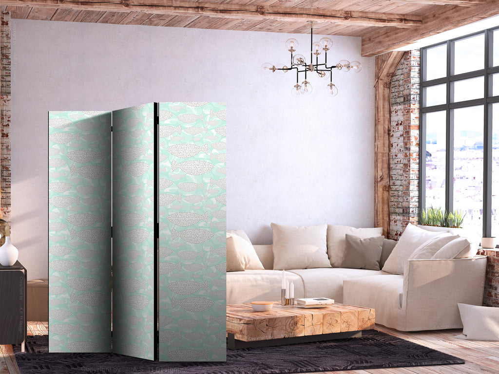 Room Divider - Minimalist Fish in Mint Green