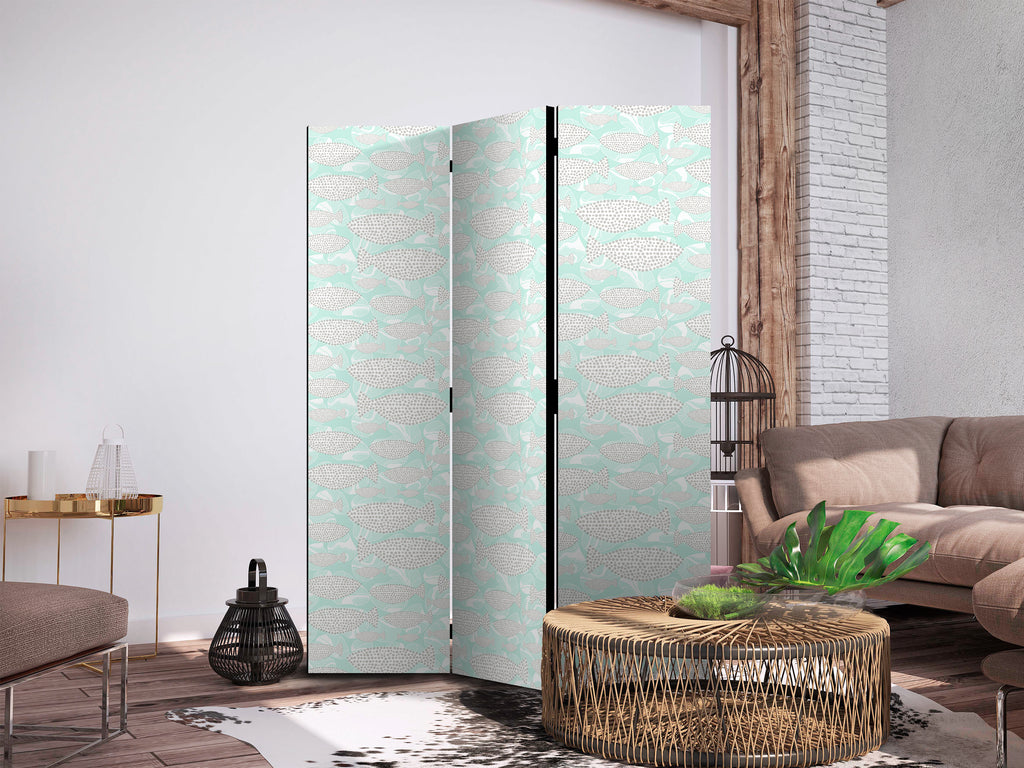 Room Divider - Minimalist Fish in Mint Green