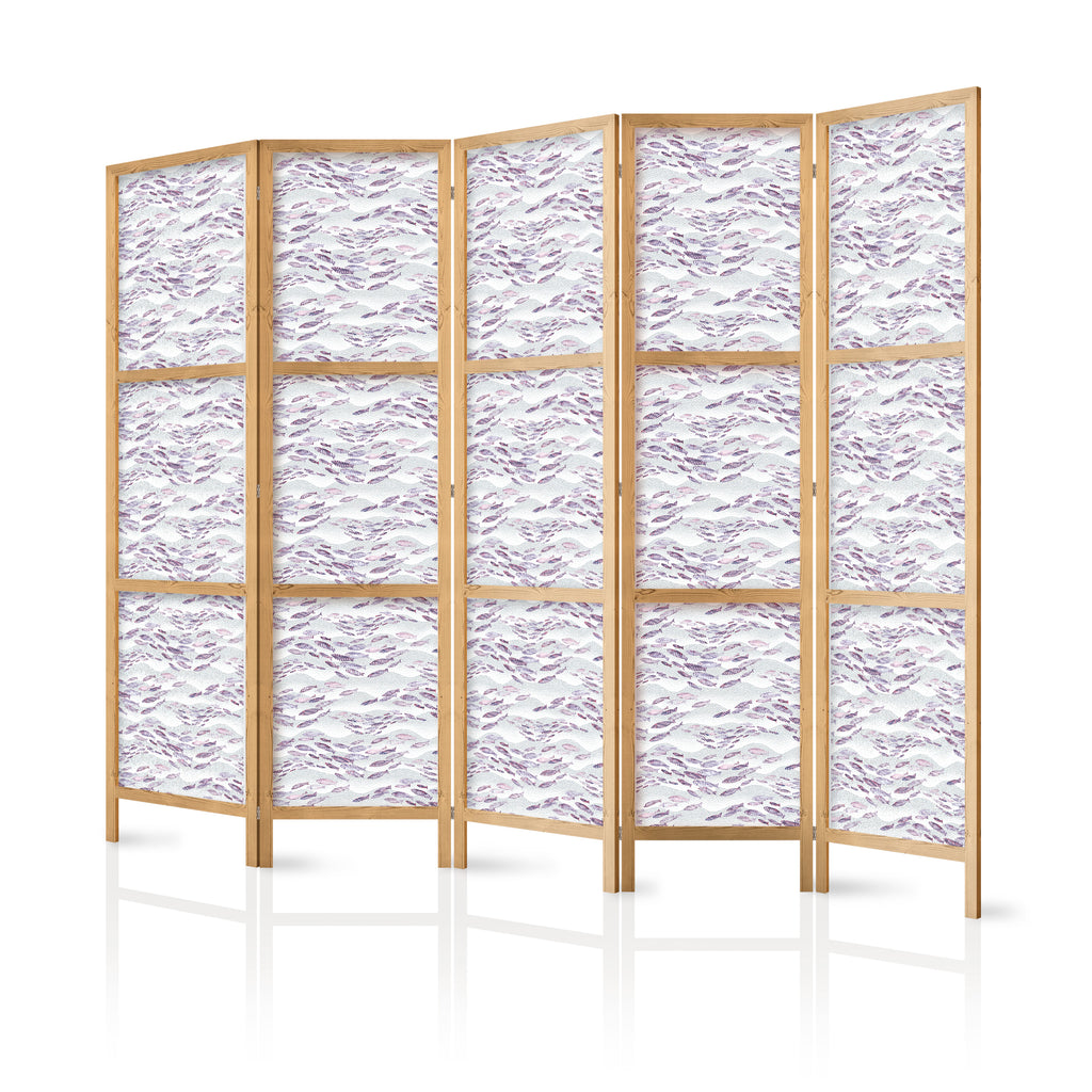 Japanese Room Divider Fish Motif in Muted Colors