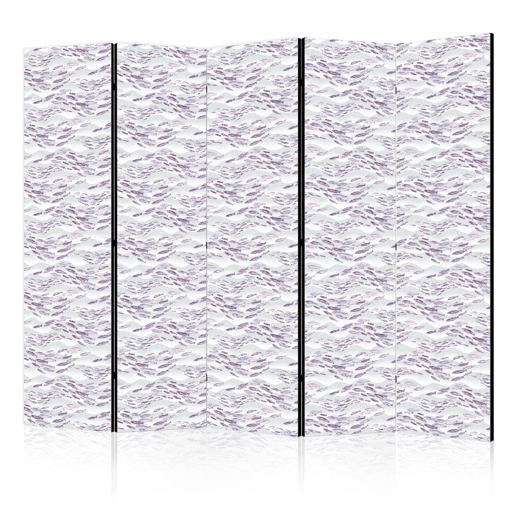 Room Divider with Fish Motif in Muted Purple and Pink