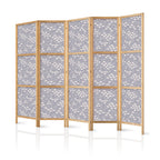 Japanese Room Divider with Underwater Fish Motif in Gray